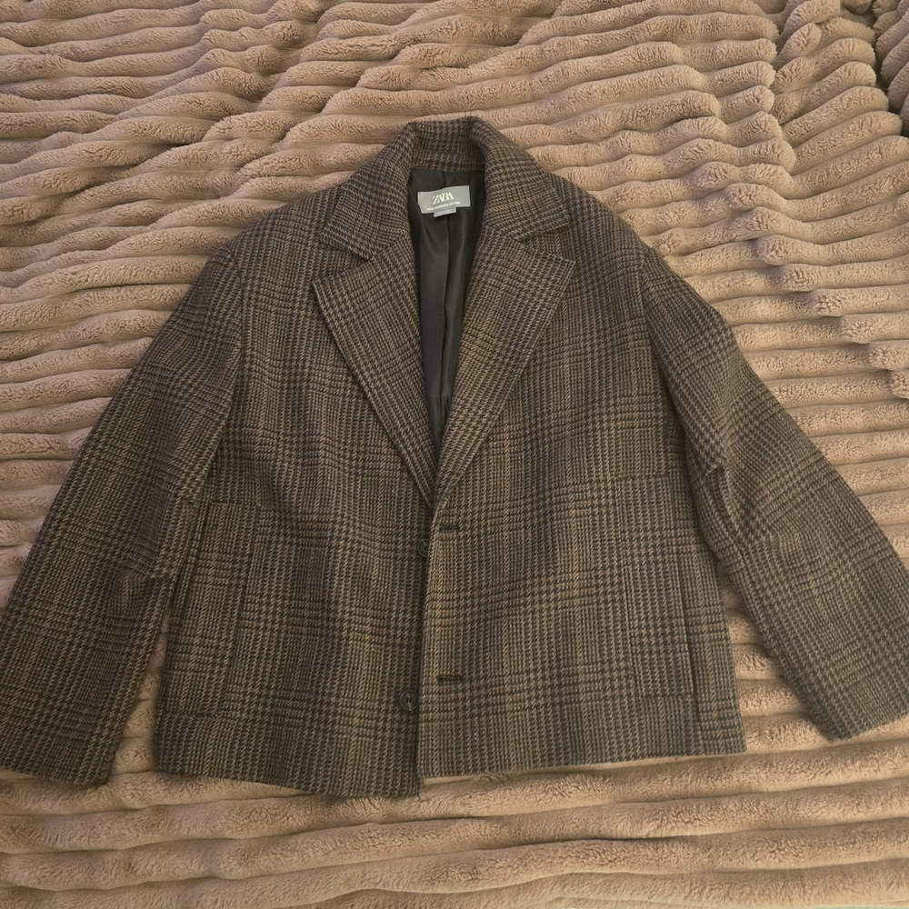 Y2K Zara Brown Plaid Overaized Limited Edition Men's Blazer
